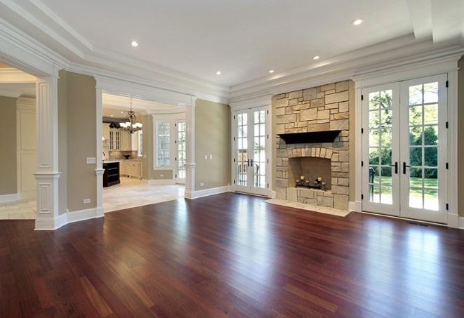 installation of beautiful wood flooring in progress